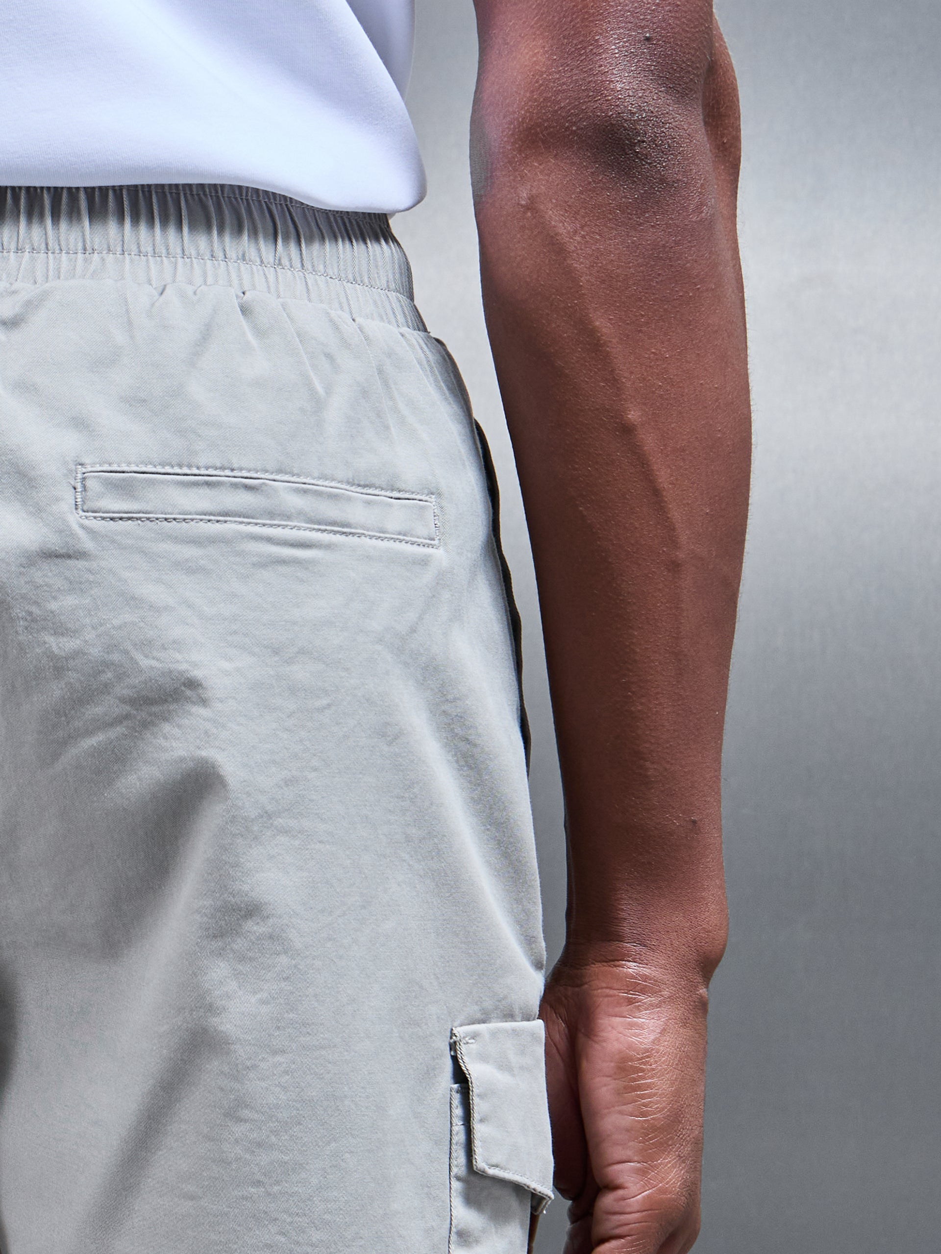 Tailored Drawstring Cargo Short in Stone