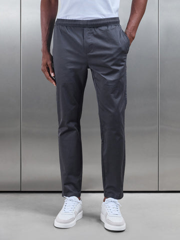 Tailored Drawstring Chino Trouser in Grey