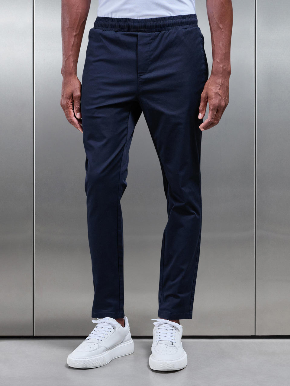 Tailored Drawstring Chino Trouser in Navy