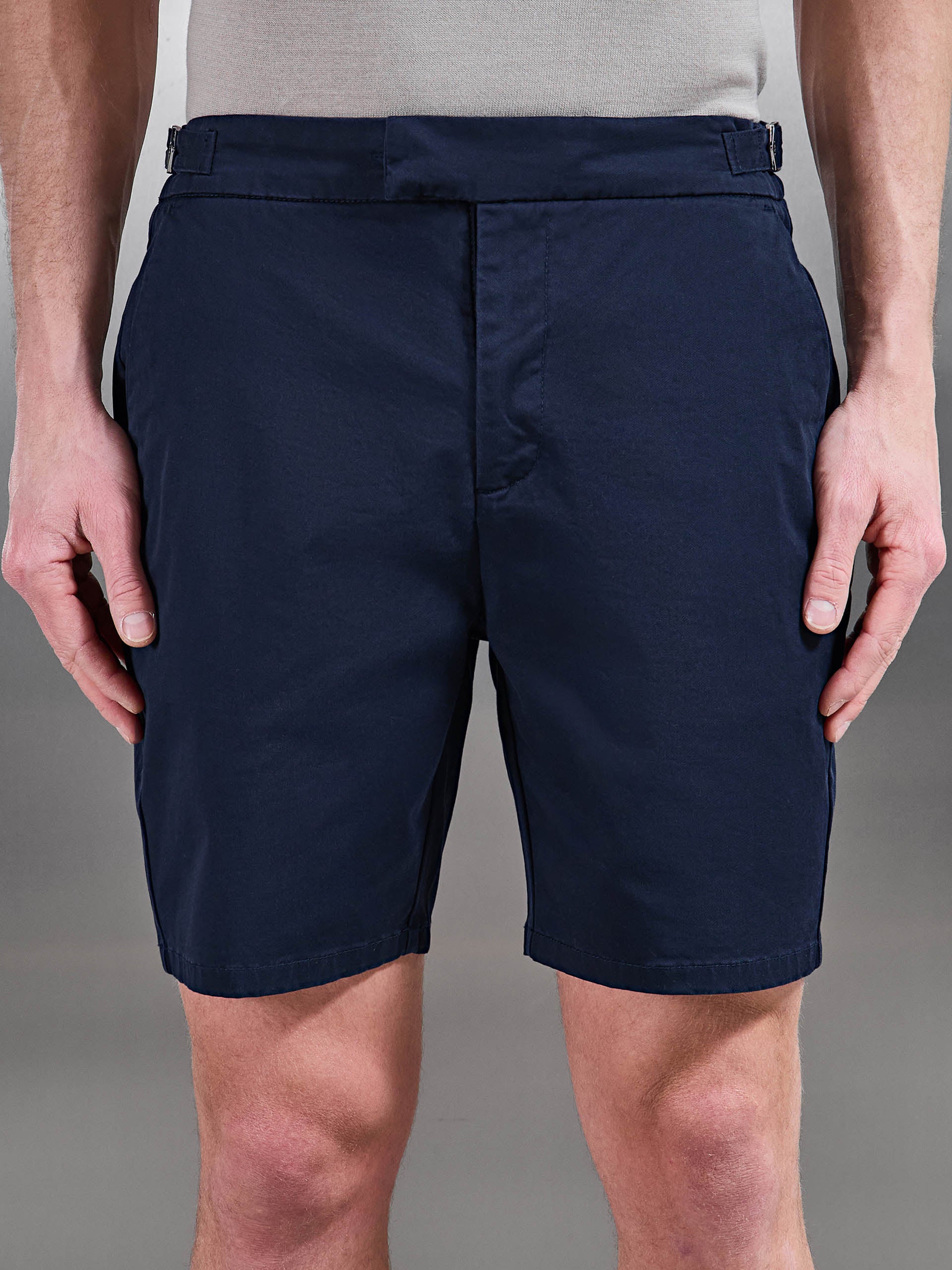 Tailored Side Adjuster Chino Short in Navy