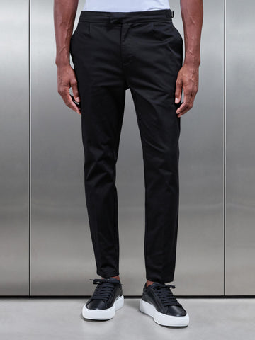 Tailored Side Adjuster Chino Trouser in Black