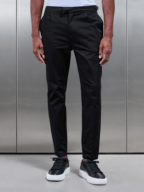 Tailored Side Adjuster Chino Trouser in Black