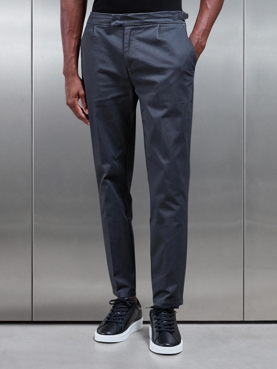 Tailored Side Adjuster Chino Trouser in Grey