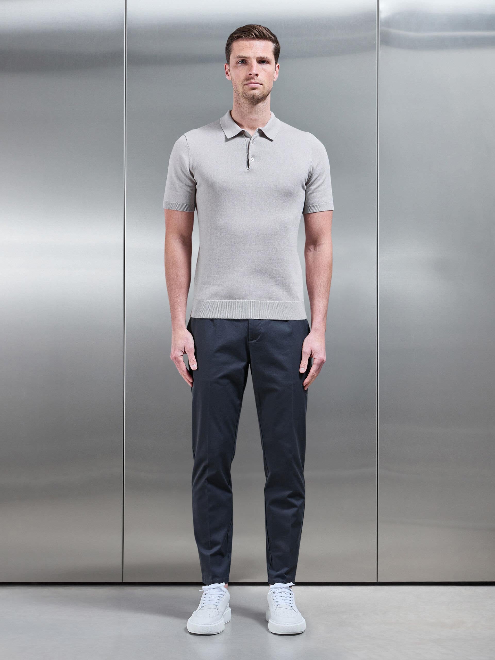 Tailored Side Adjuster Chino Trouser in Grey