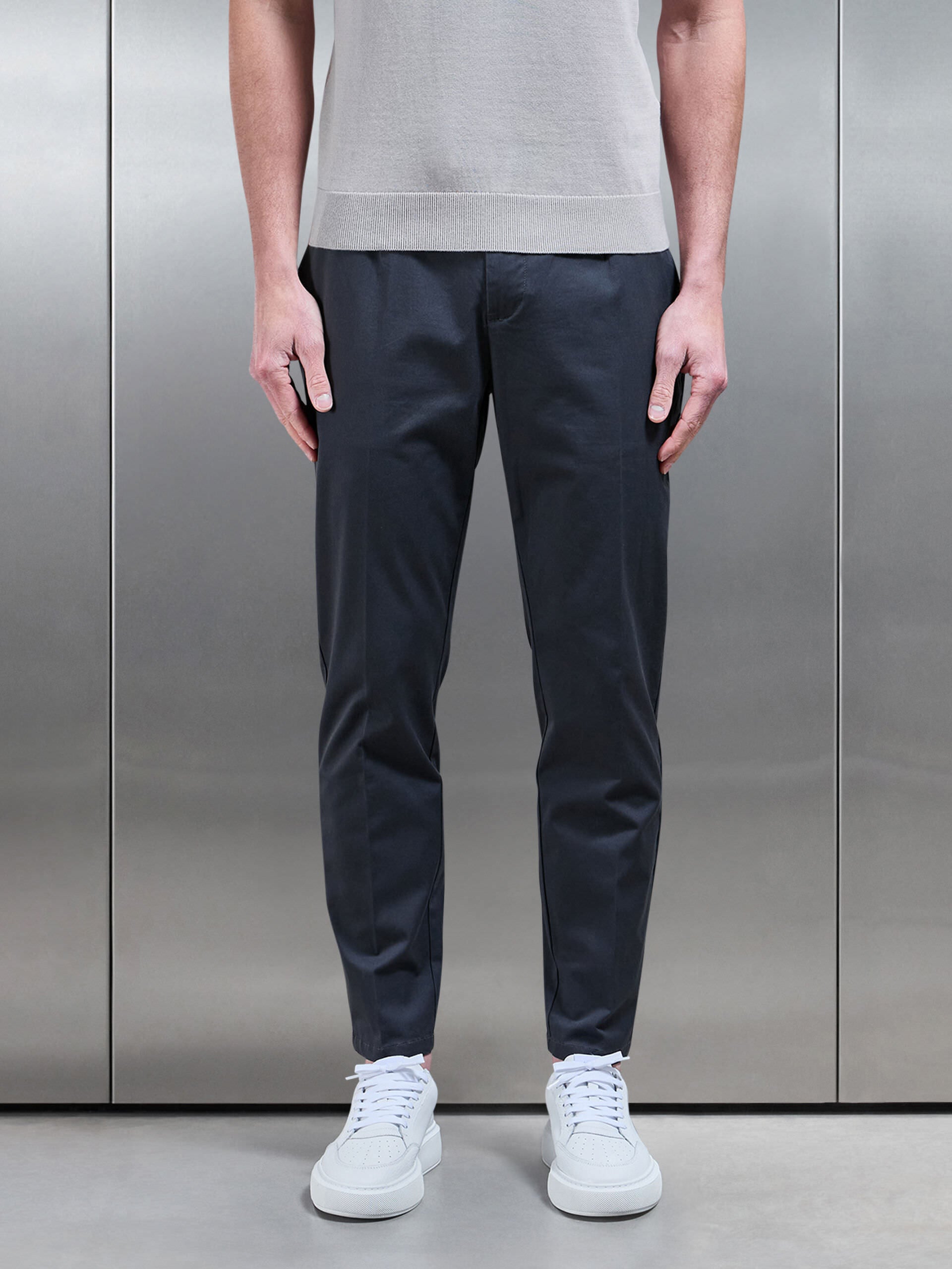 Tailored Side Adjuster Chino Trouser in Grey