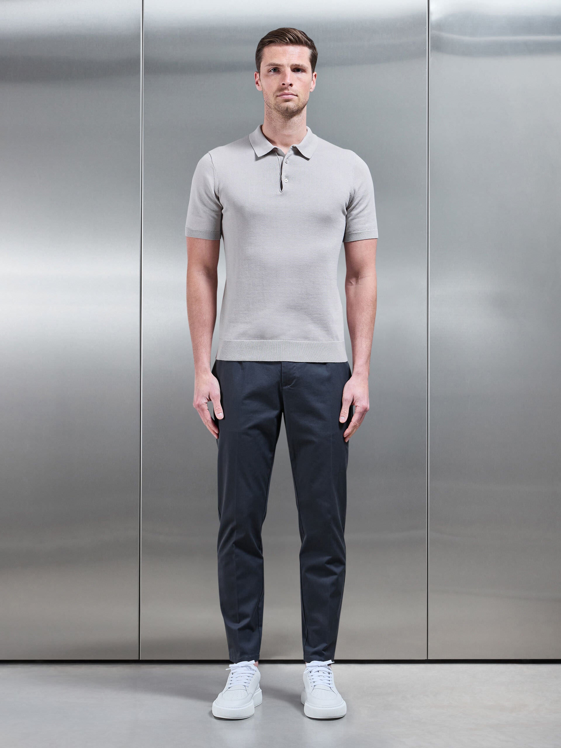 Tailored Side Adjuster Chino Trouser in Grey