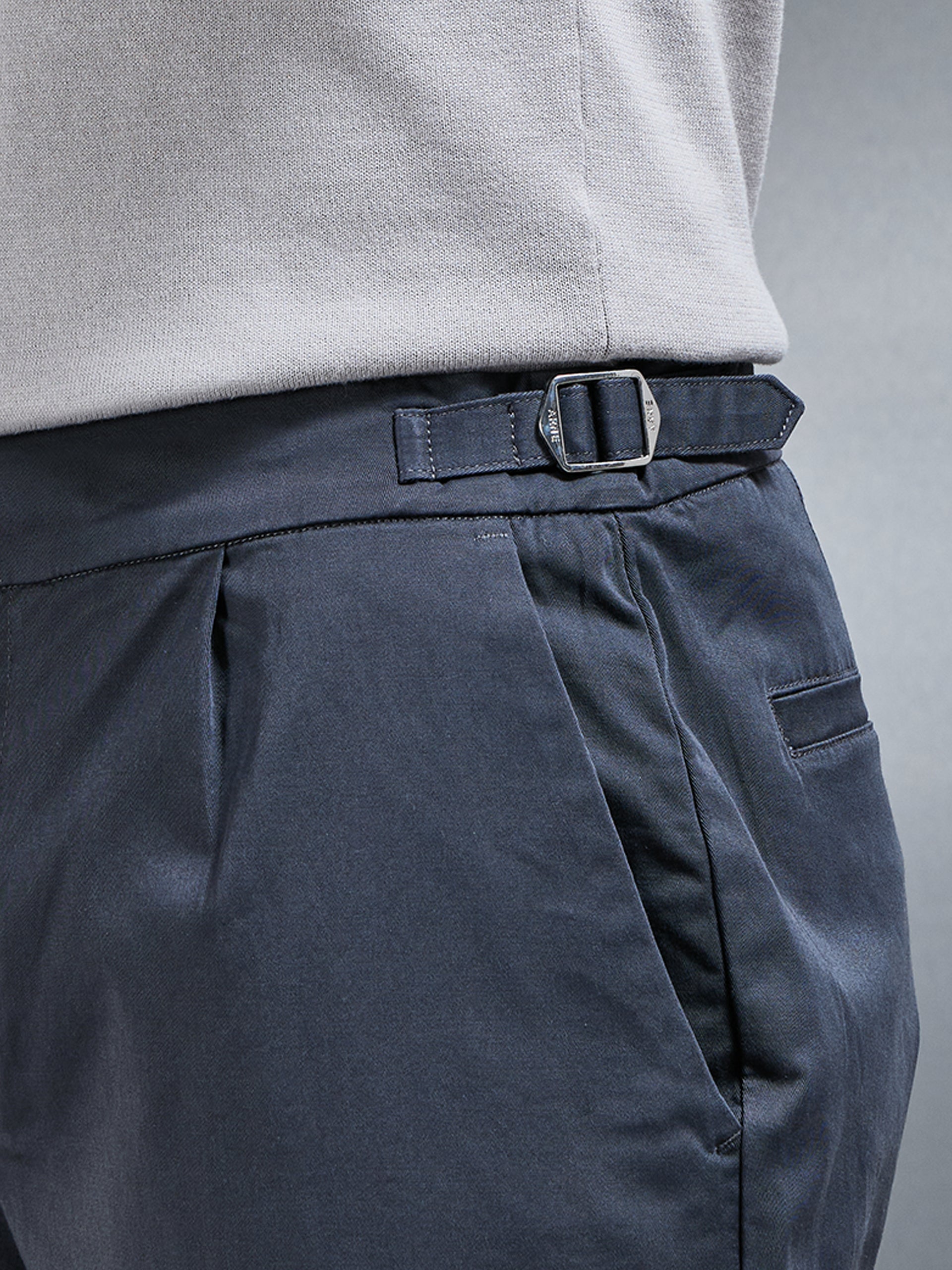 Tailored Side Adjuster Chino Trouser in Grey