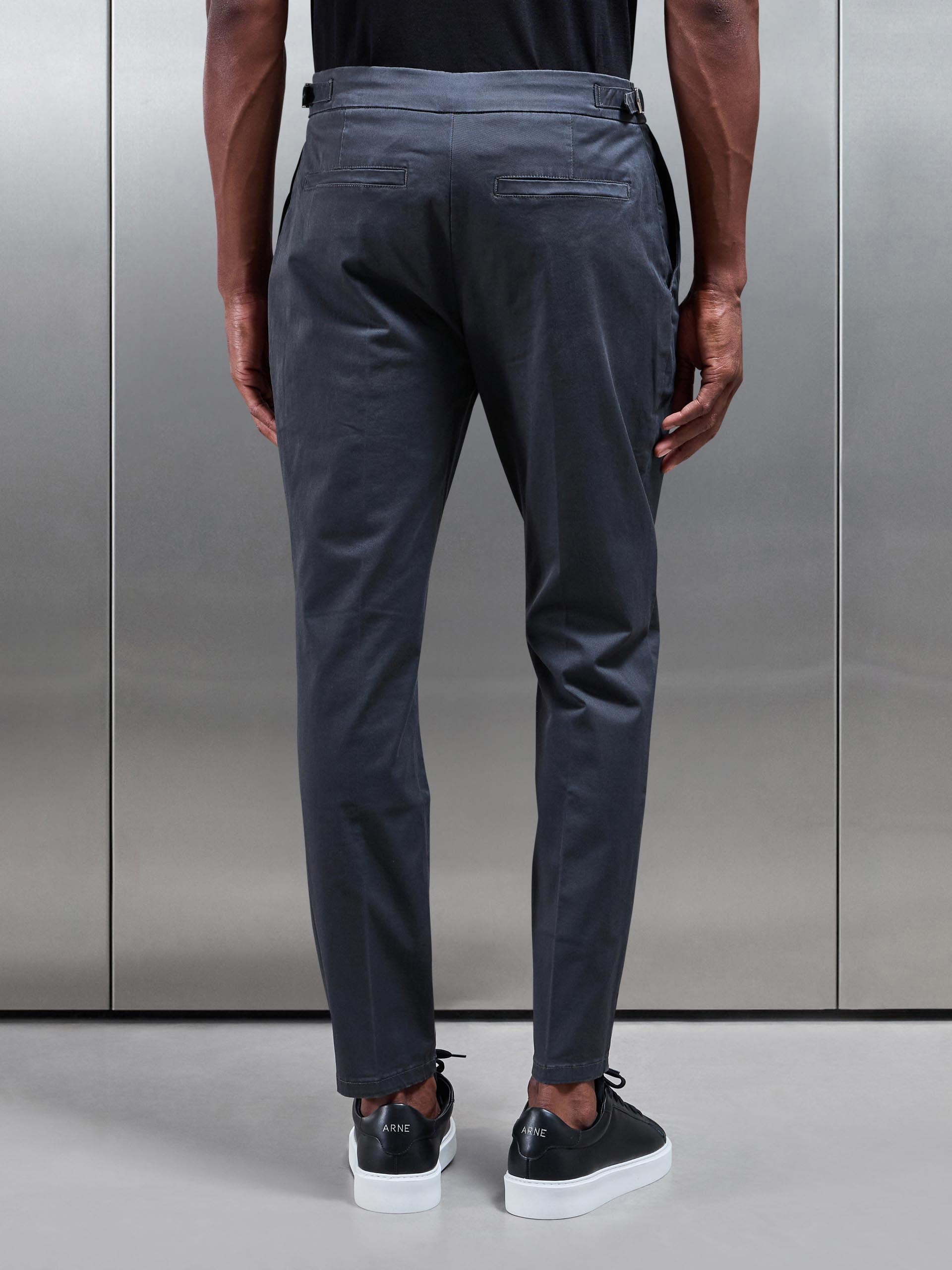 Tailored Side Adjuster Chino Trouser in Grey