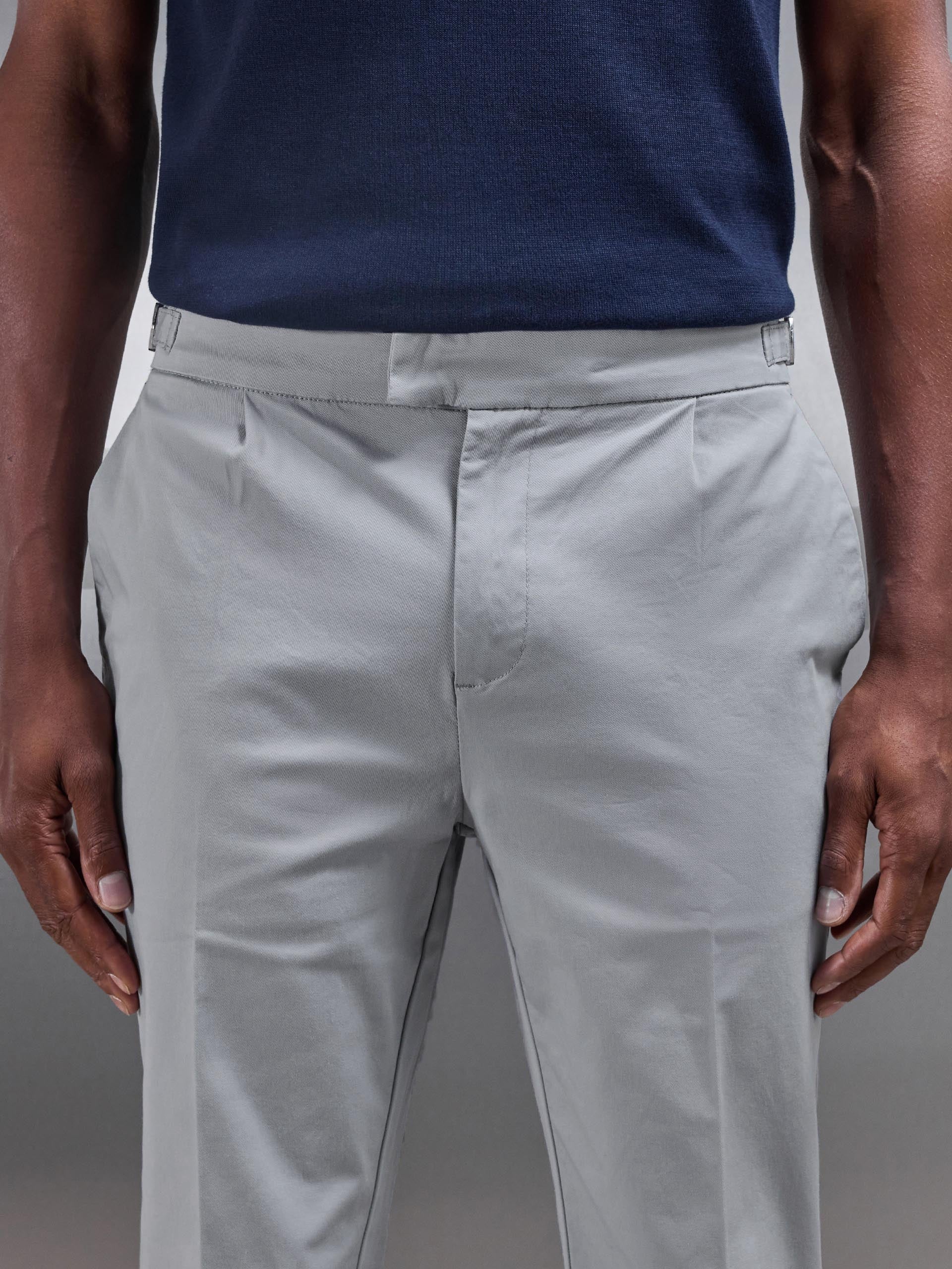 Tailored Side Adjuster Chino Trouser in Mid Grey