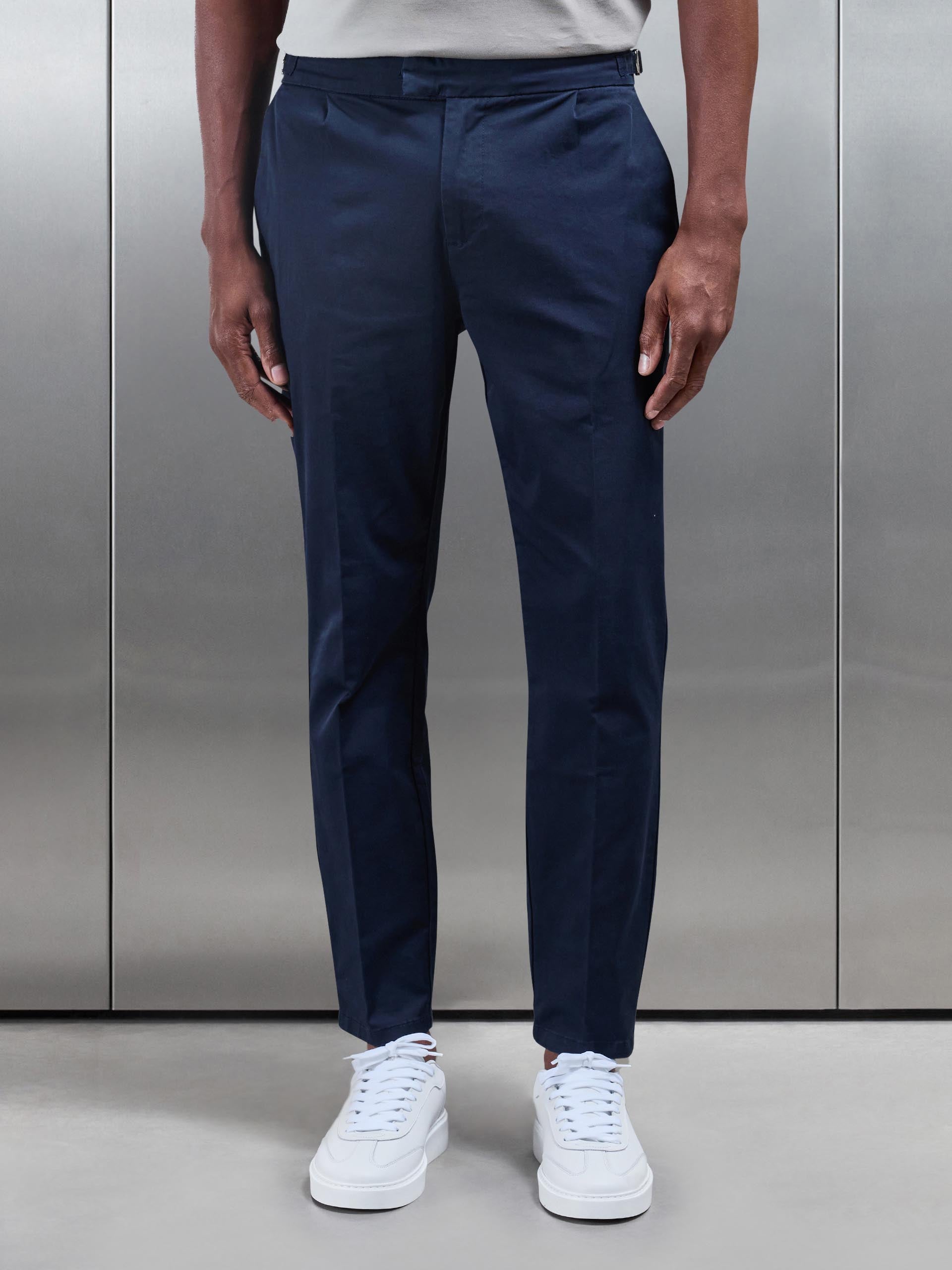 Tailored Side Adjuster Chino Trouser in Navy