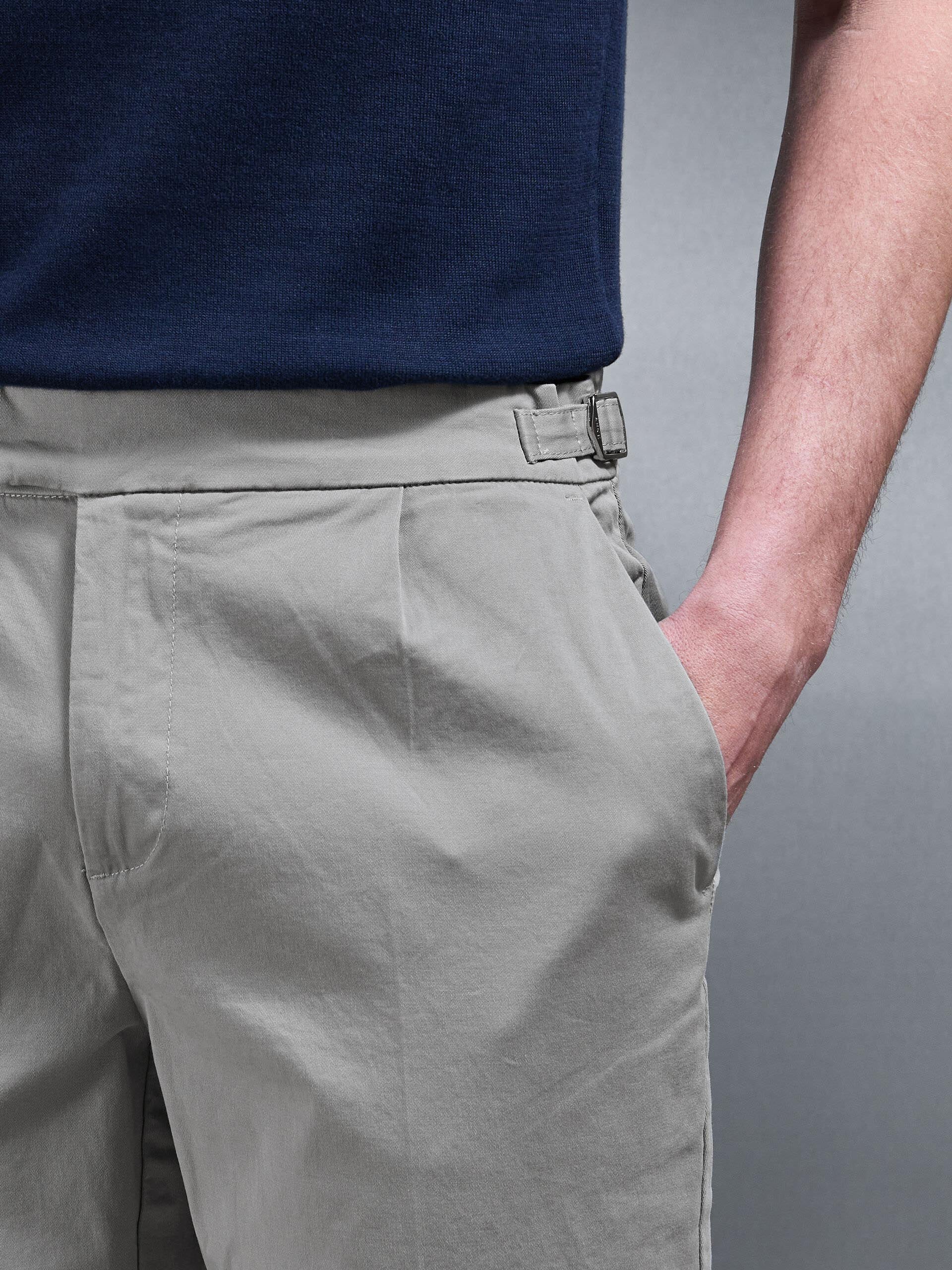 Tailored Side Adjuster Chino Trouser in Stone