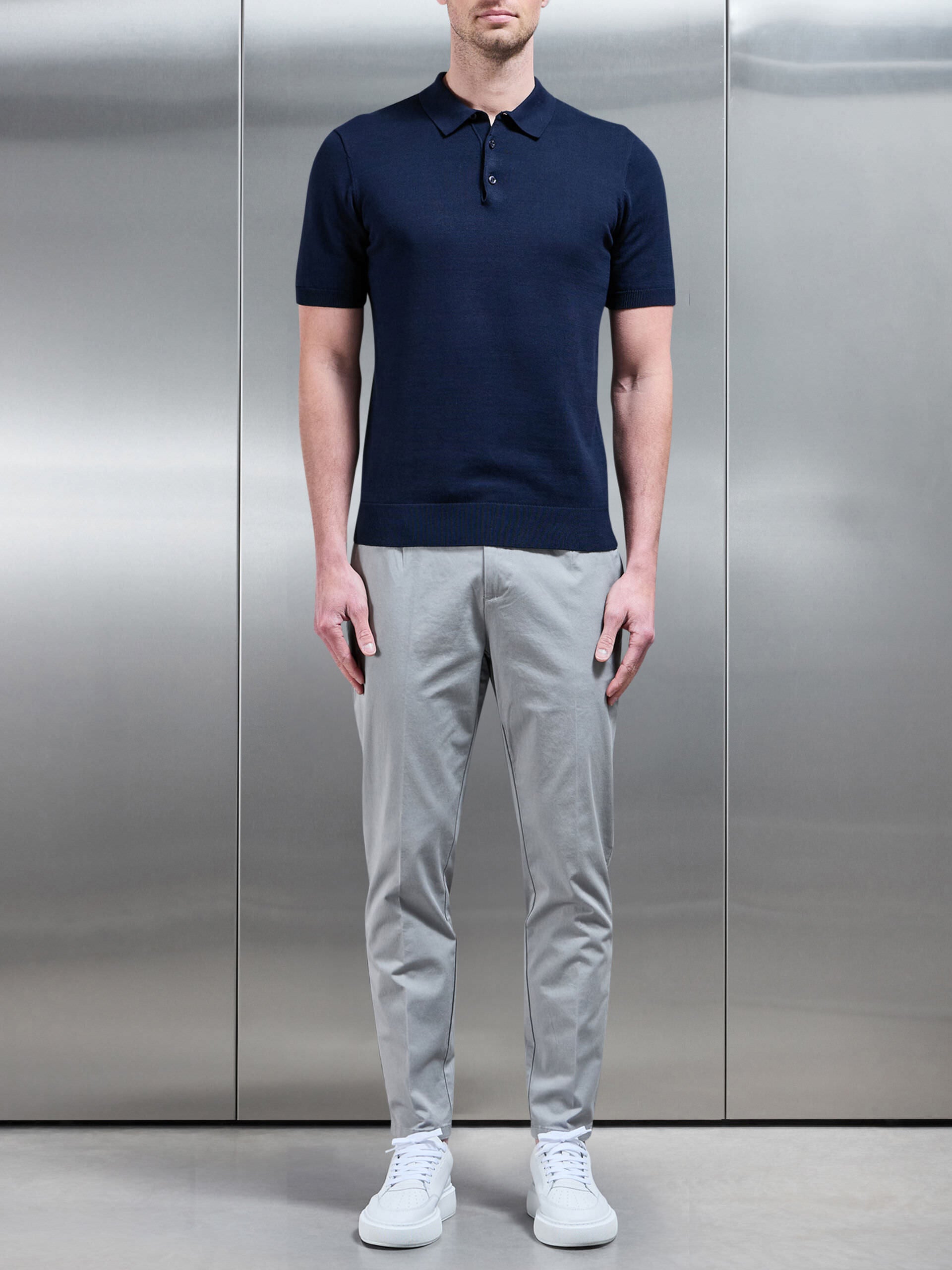 Tailored Side Adjuster Chino Trouser in Stone