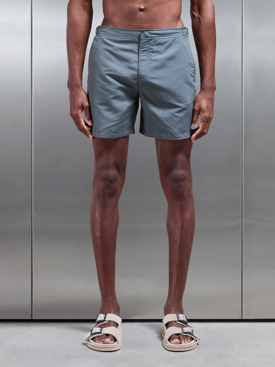Tailored Side Adjuster Swim Short in Olive