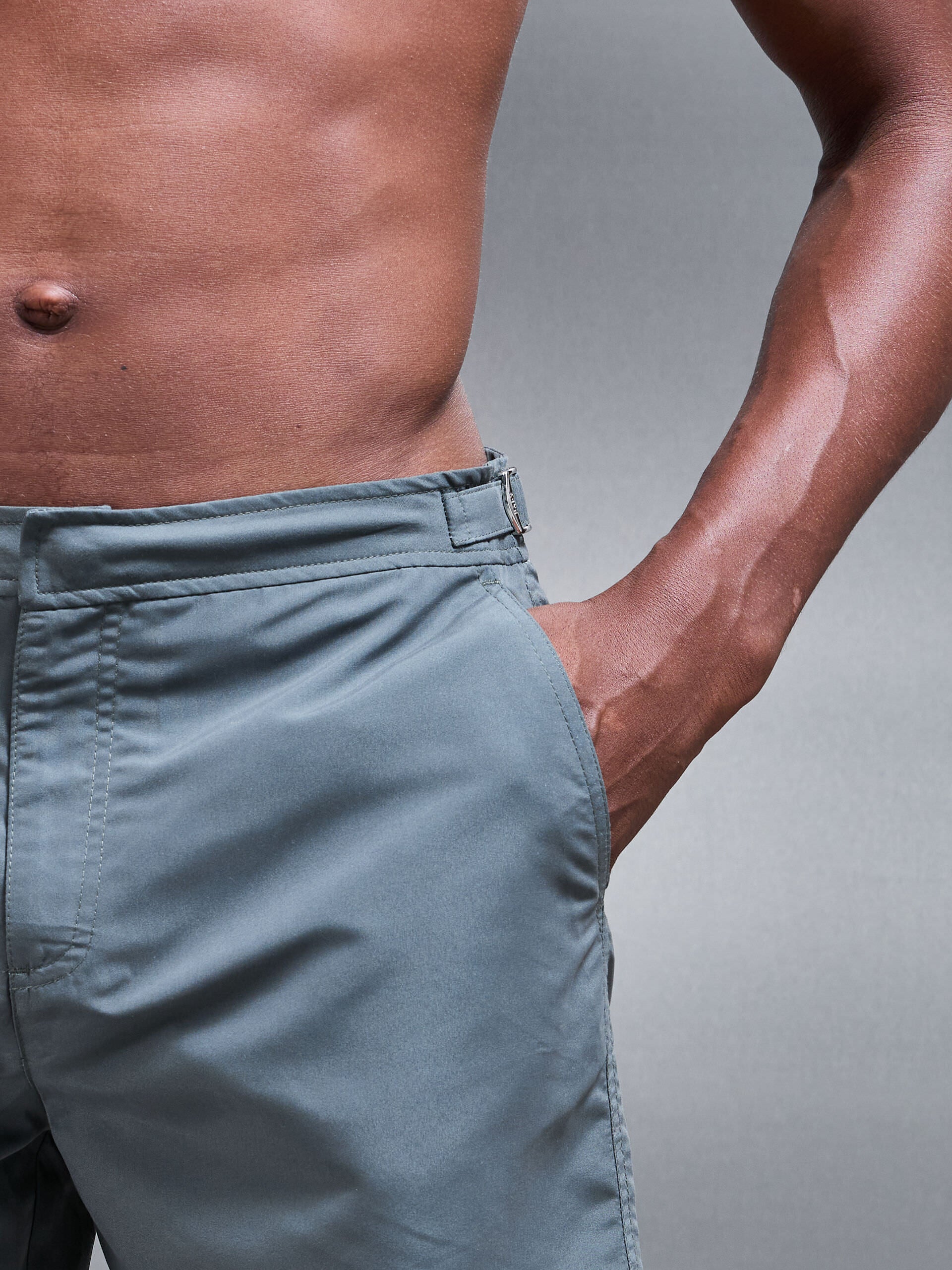 Tailored Side Adjuster Swim Short in Olive