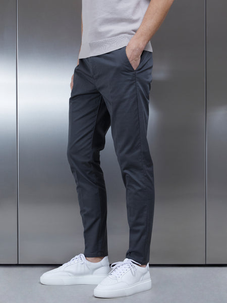 Tailored Cotton Side Adjuster Chino Trouser in Grey
