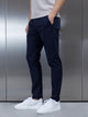 Tailored Cotton Side Adjuster Chino Trouser in Navy