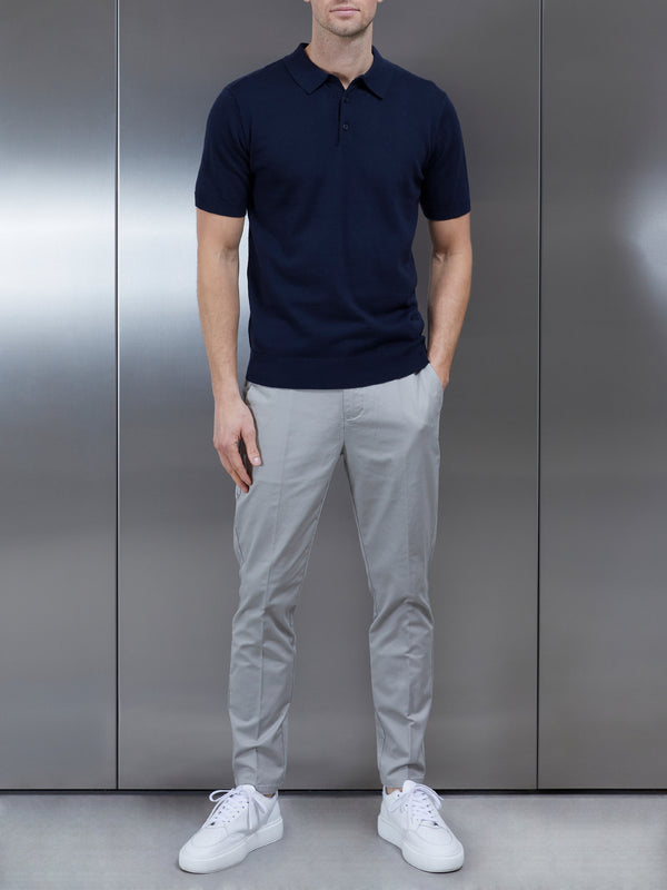Tailored Cotton Side Adjuster Chino Trouser in Stone