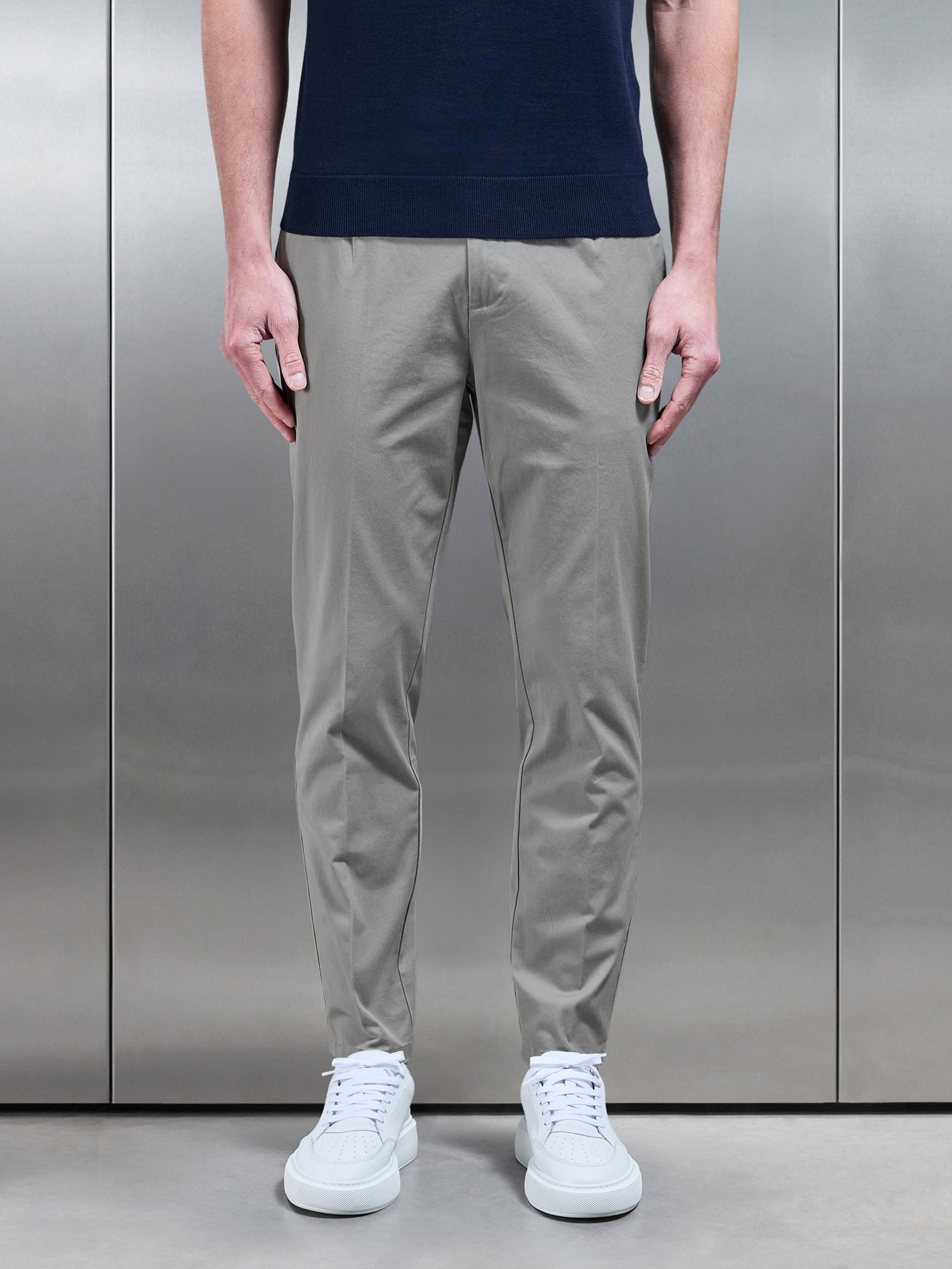 Tailored Side Adjuster Chino Trouser in Stone