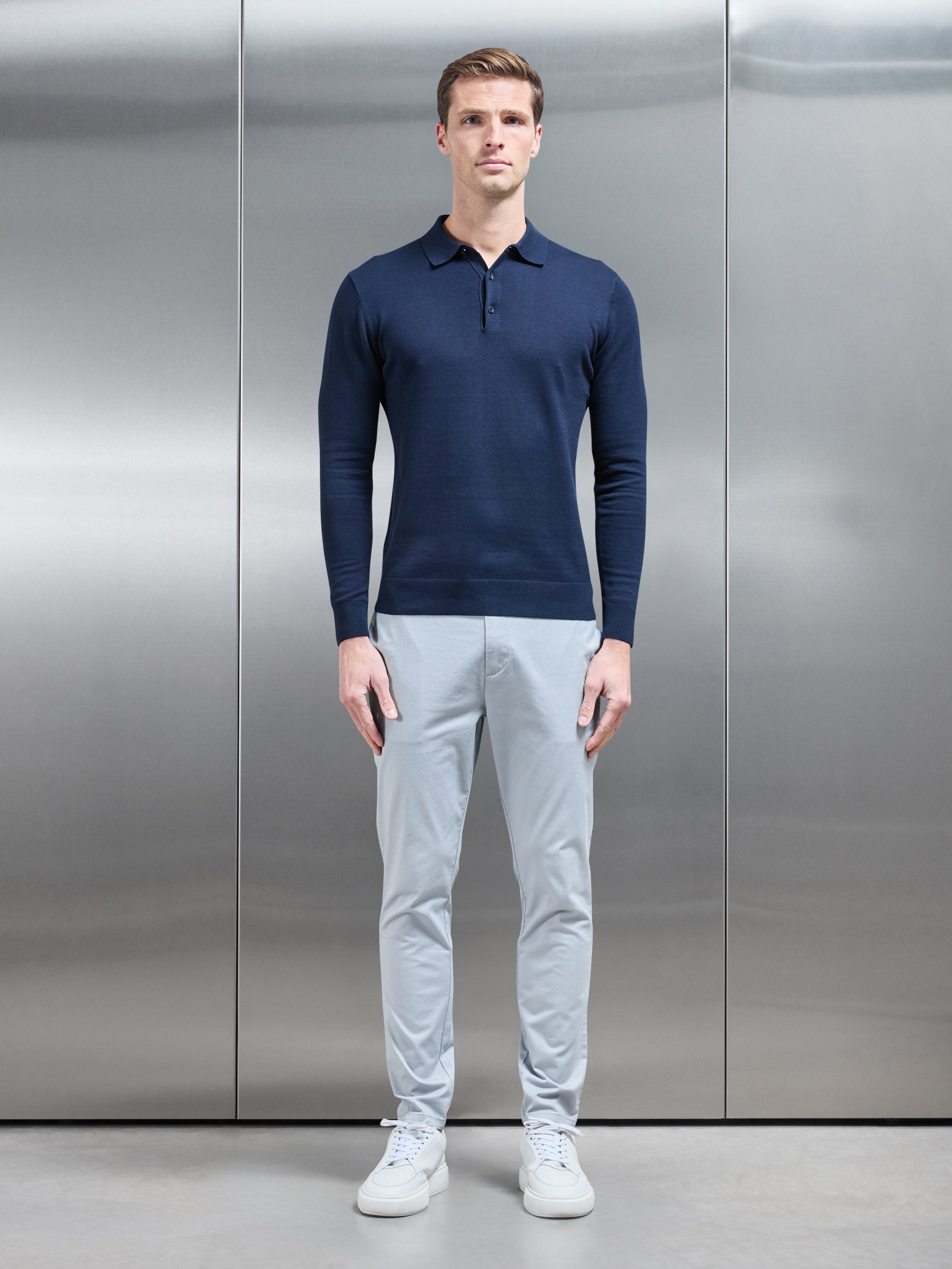 Tailored Chino Trouser in Mid Grey