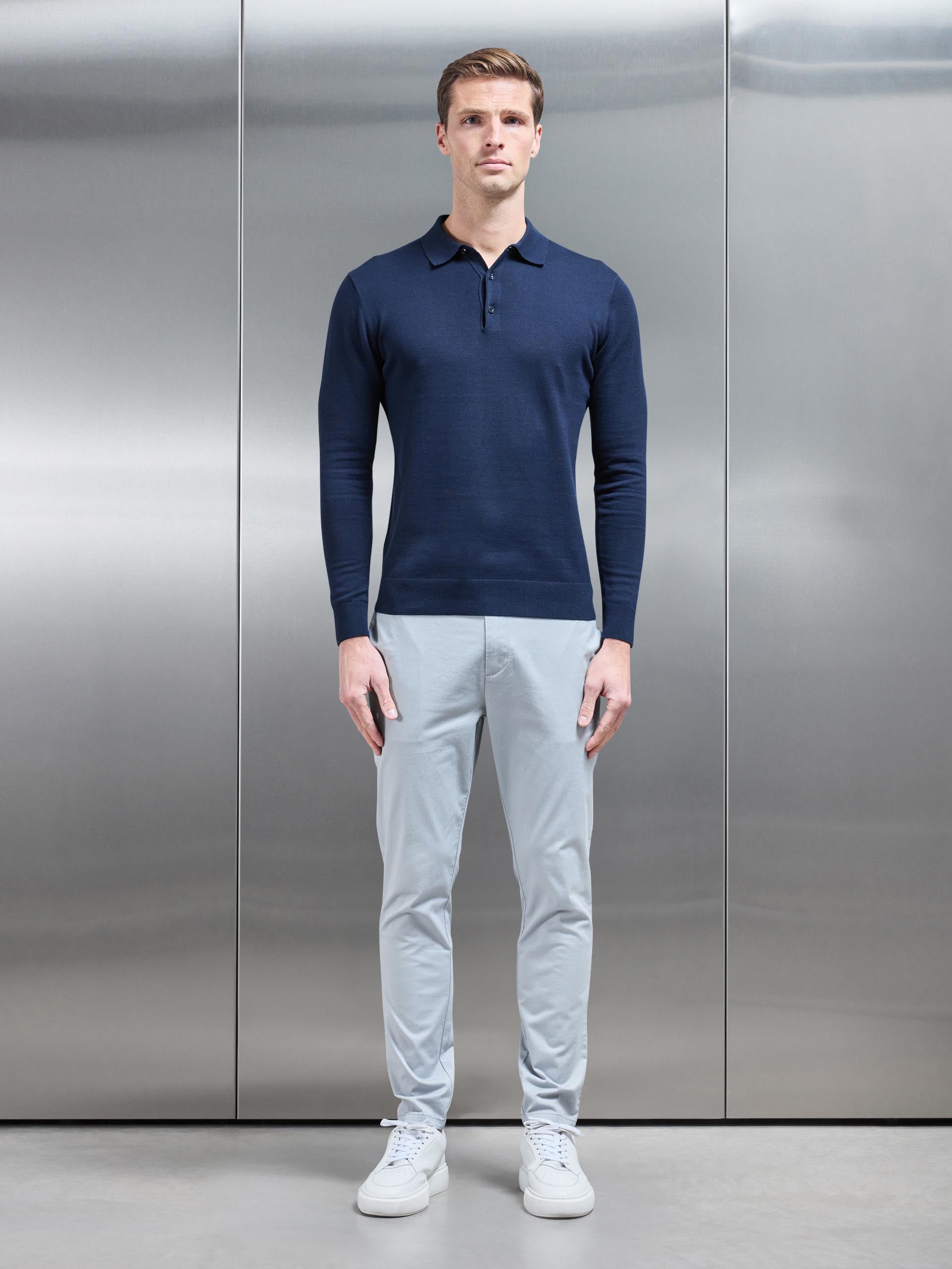 Slim Fit Tailored Chino Trouser in Mid Grey