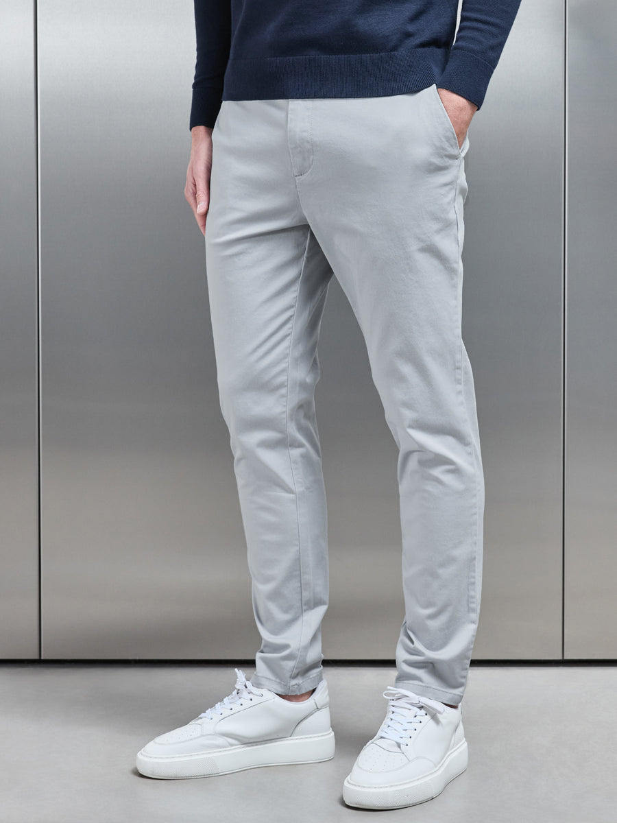 Tailored Chino Trouser in Mid Grey