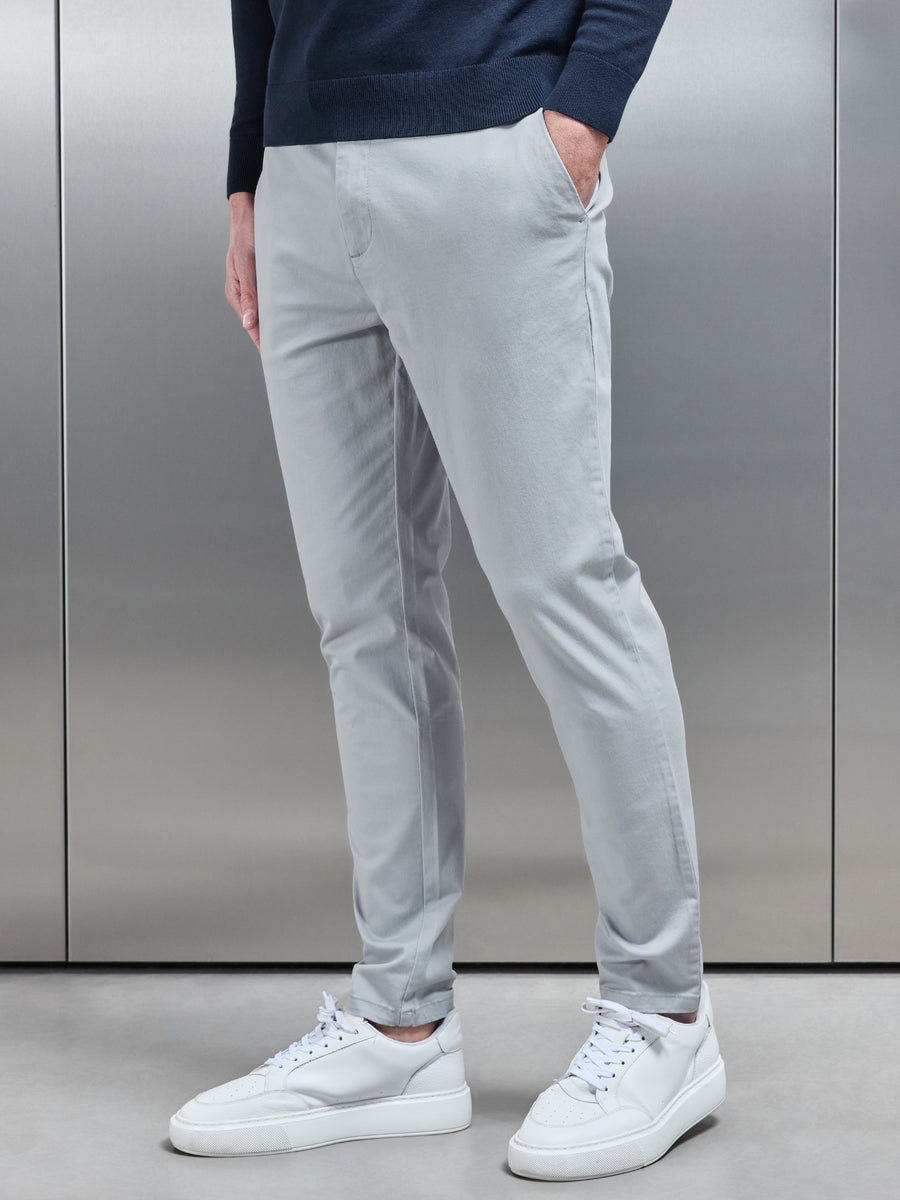 Tailored Chino Trouser in Mid Grey