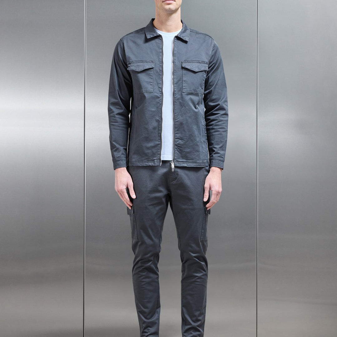 Tailored Cotton Cargo Jacket in Grey