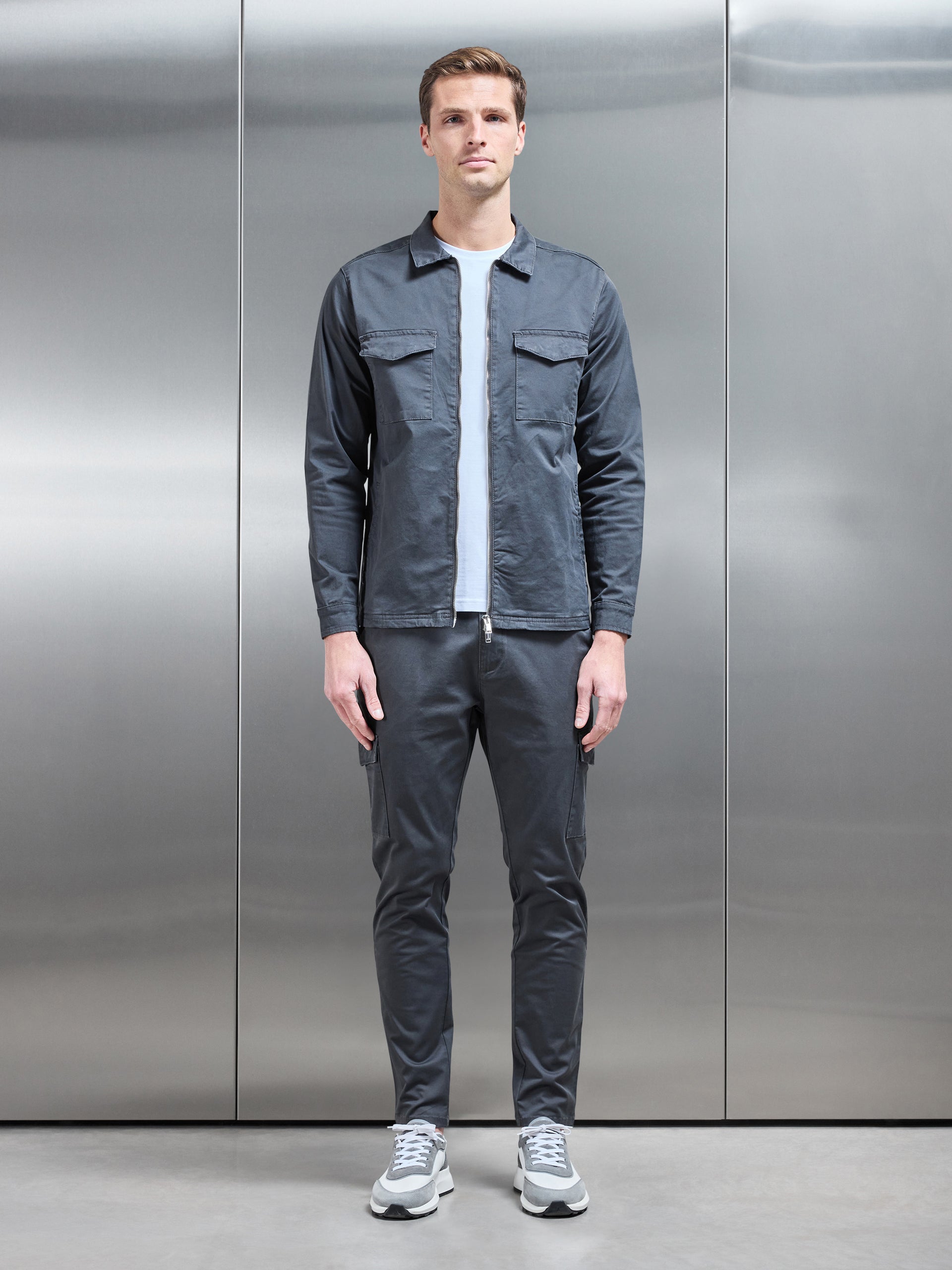Tailored Cotton Cargo Jacket in Grey