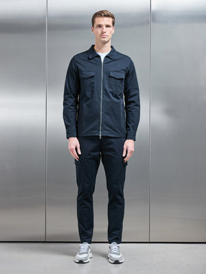 Tailored Cotton Cargo Jacket in Navy