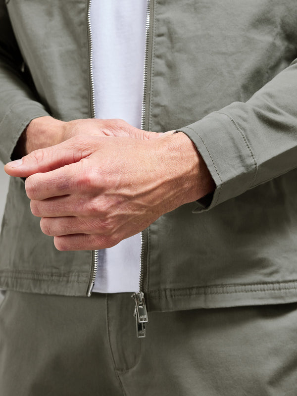 Tailored Cotton Cargo Jacket in Olive