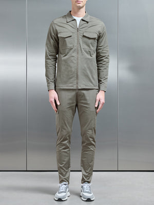 Tailored Cotton Cargo Jacket in Olive