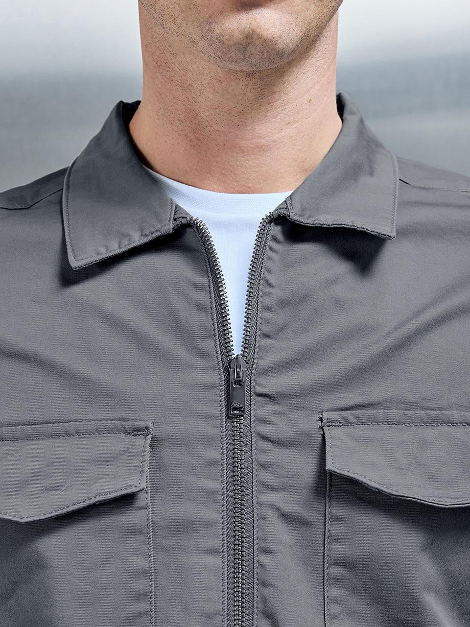 Tailored Cotton Cargo Jacket in Grey
