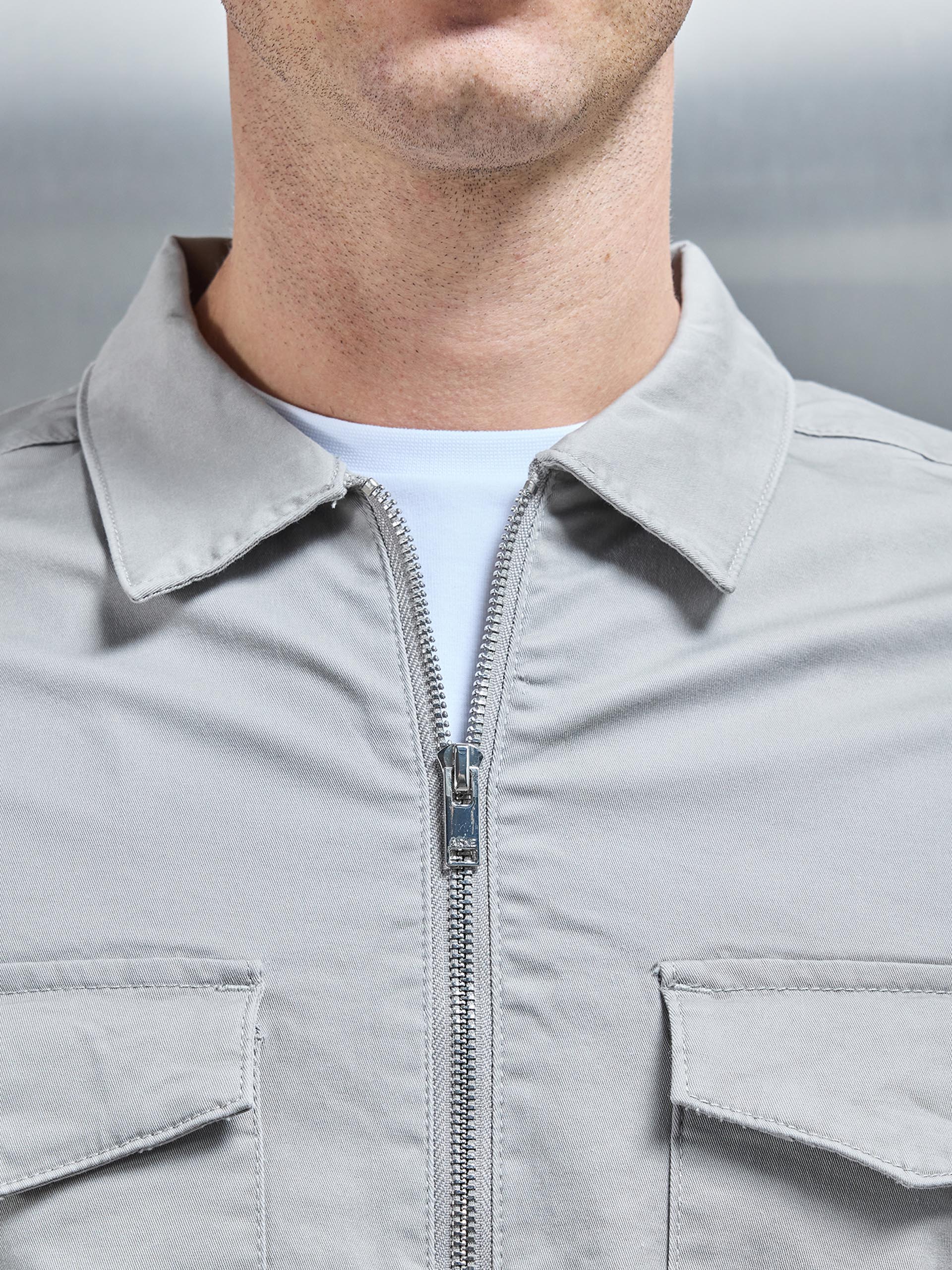 Tailored Cotton Cargo Jacket in Stone