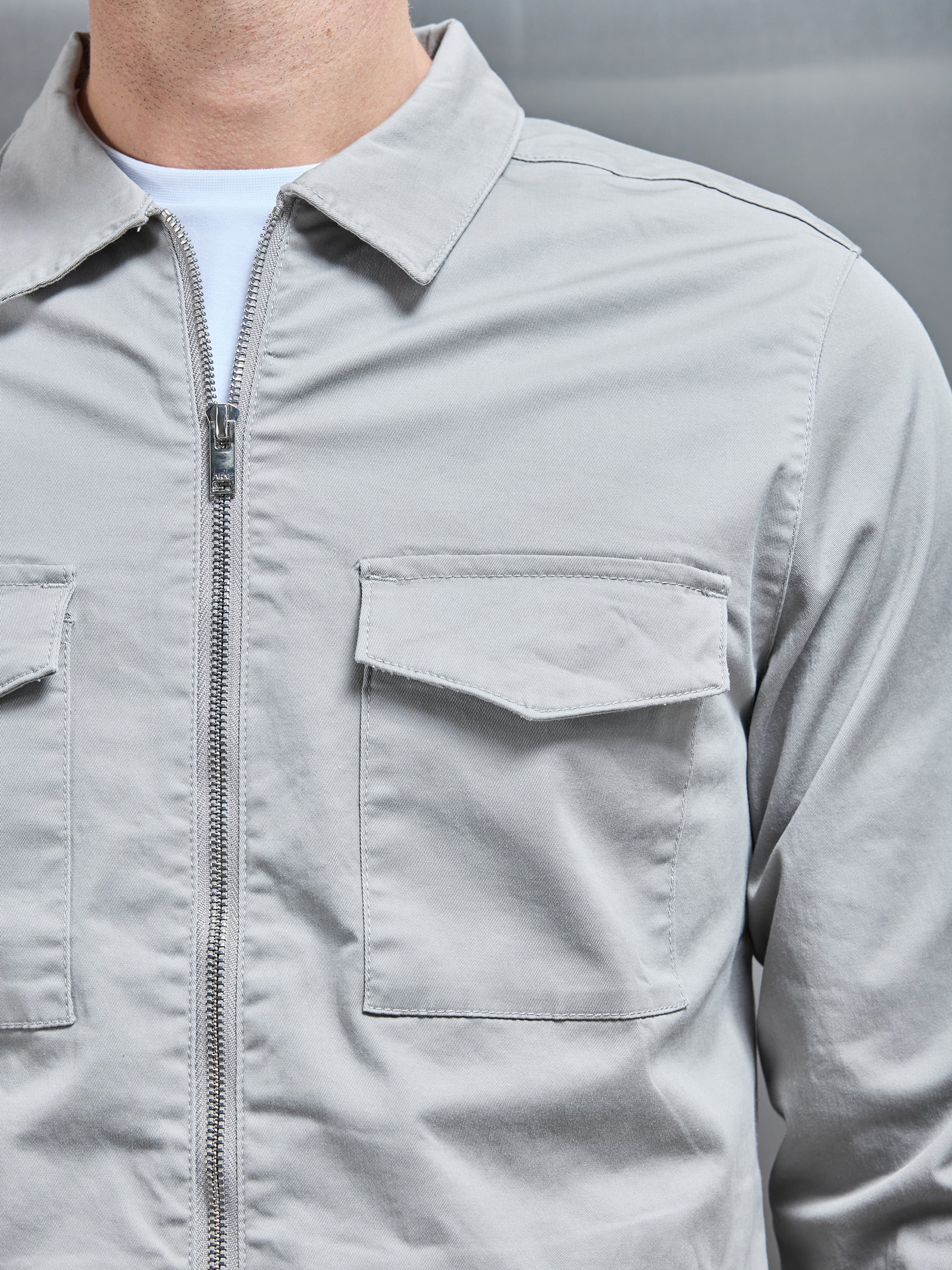 Tailored Cotton Cargo Jacket in Stone