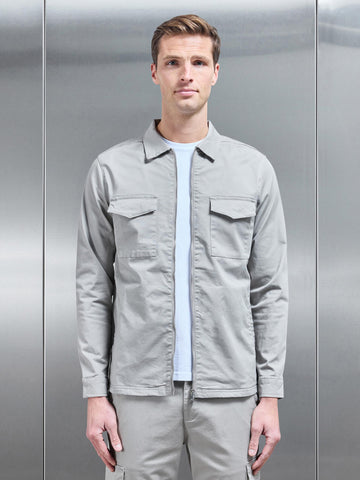 Tailored Cotton Cargo Jacket in Stone