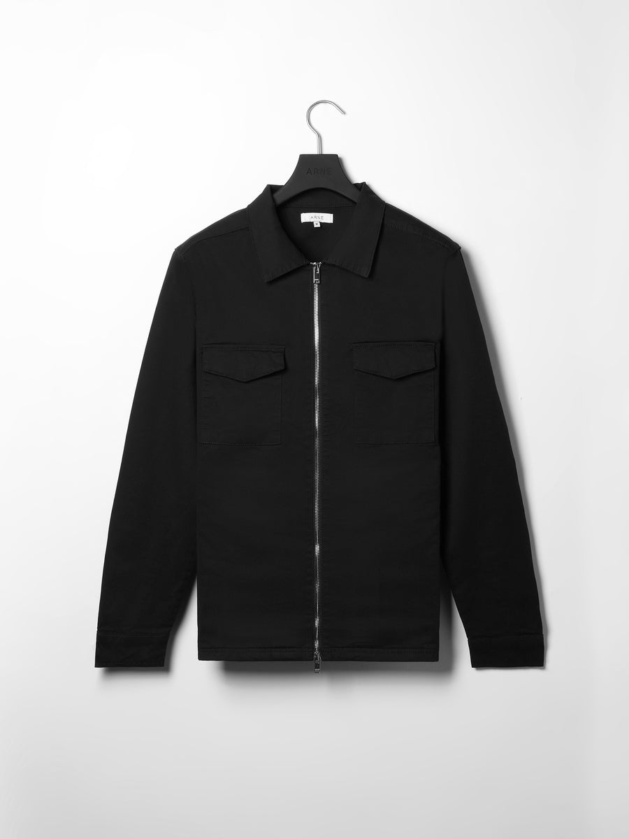 Tailored Cotton Cargo Jacket in Black