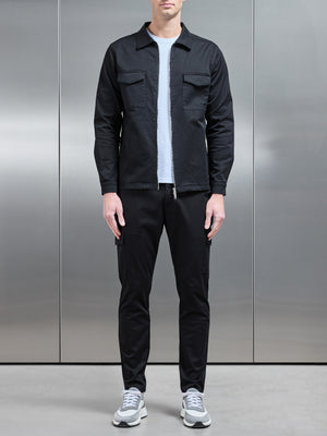 Tailored Cotton Cargo Jacket in Black