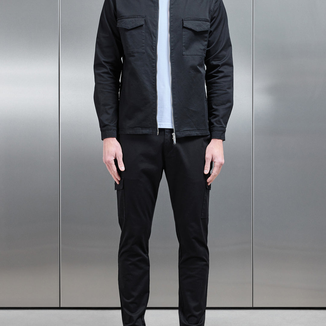 Tailored Cotton Cargo Pant in Black