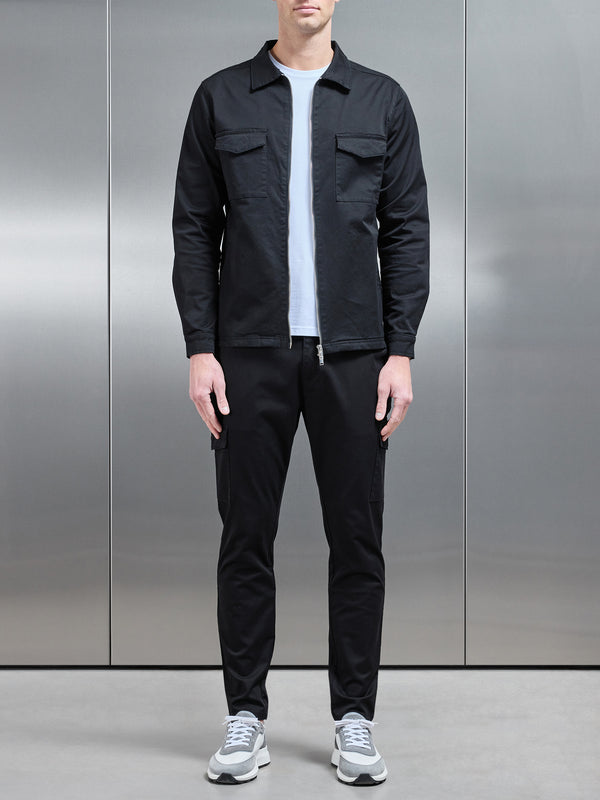 Tailored Cotton Cargo Pant in Black