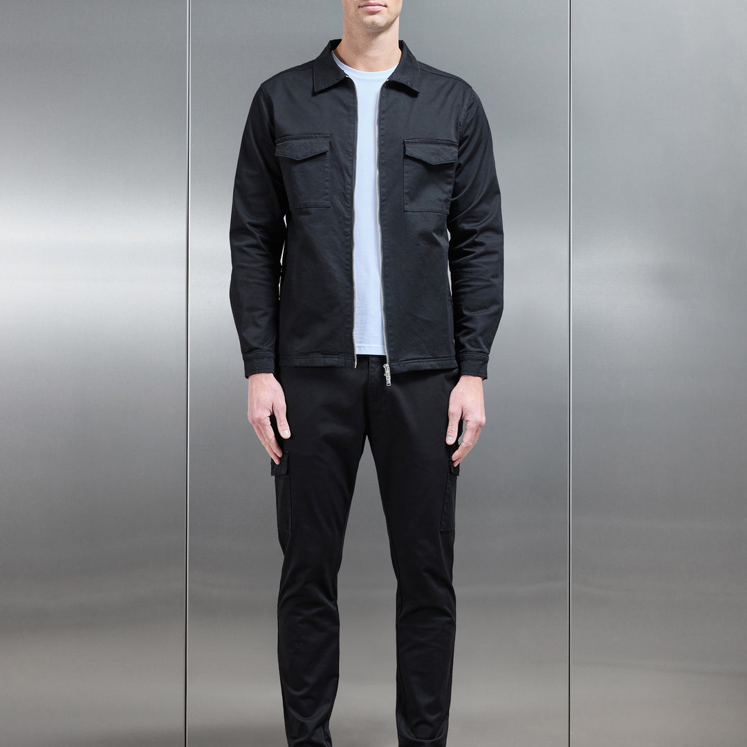 Tailored Cotton Cargo Pant in Black