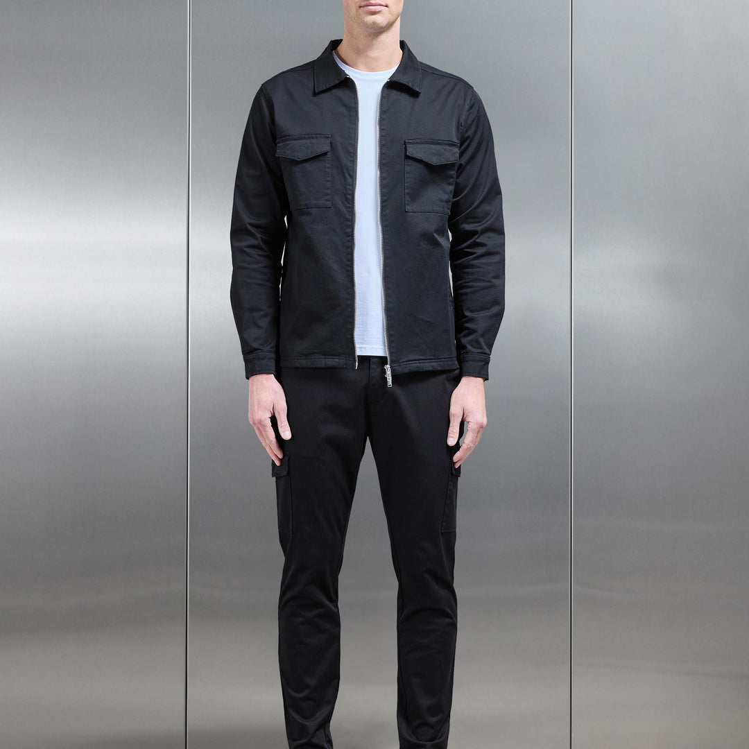 Tailored Cotton Cargo Pant in Black