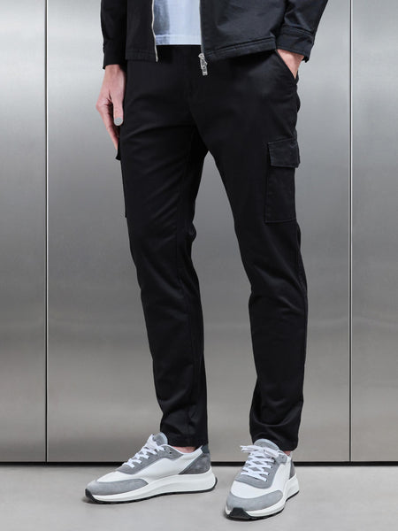 Tailored Cotton Cargo Pant in Black