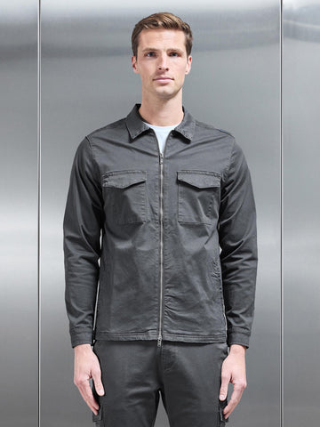 Tailored Cotton Cargo Jacket in Grey
