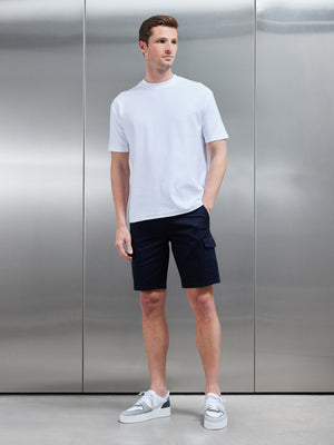 Tailored Cotton Cargo Short in Navy