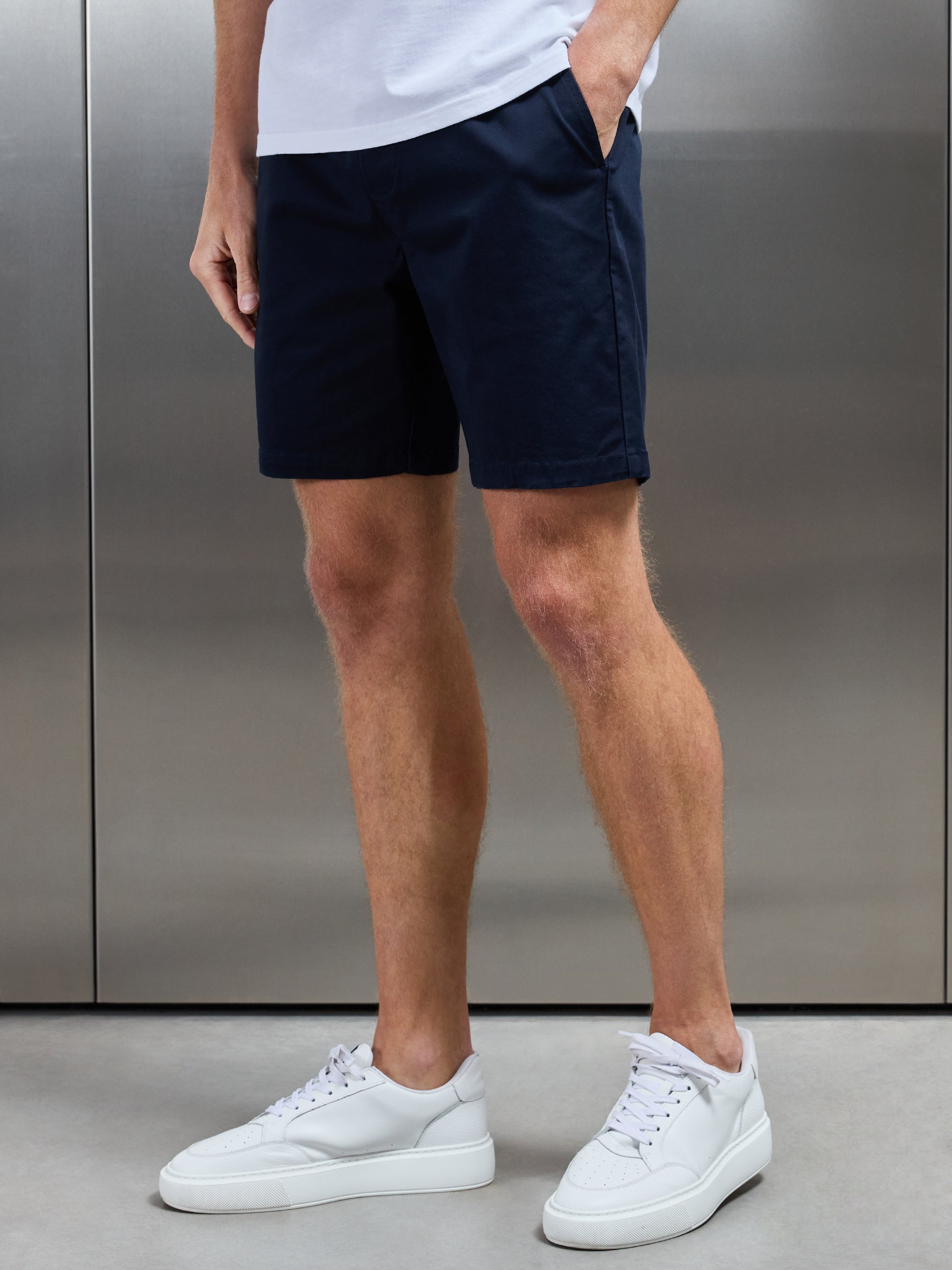 Tailored Chino Drawstring Short in Navy