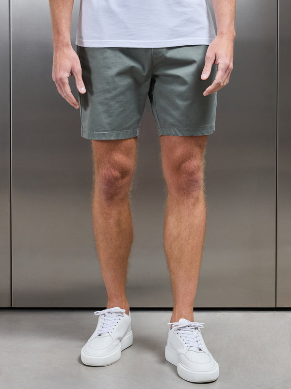 Tailored Chino Drawstring Short in Olive