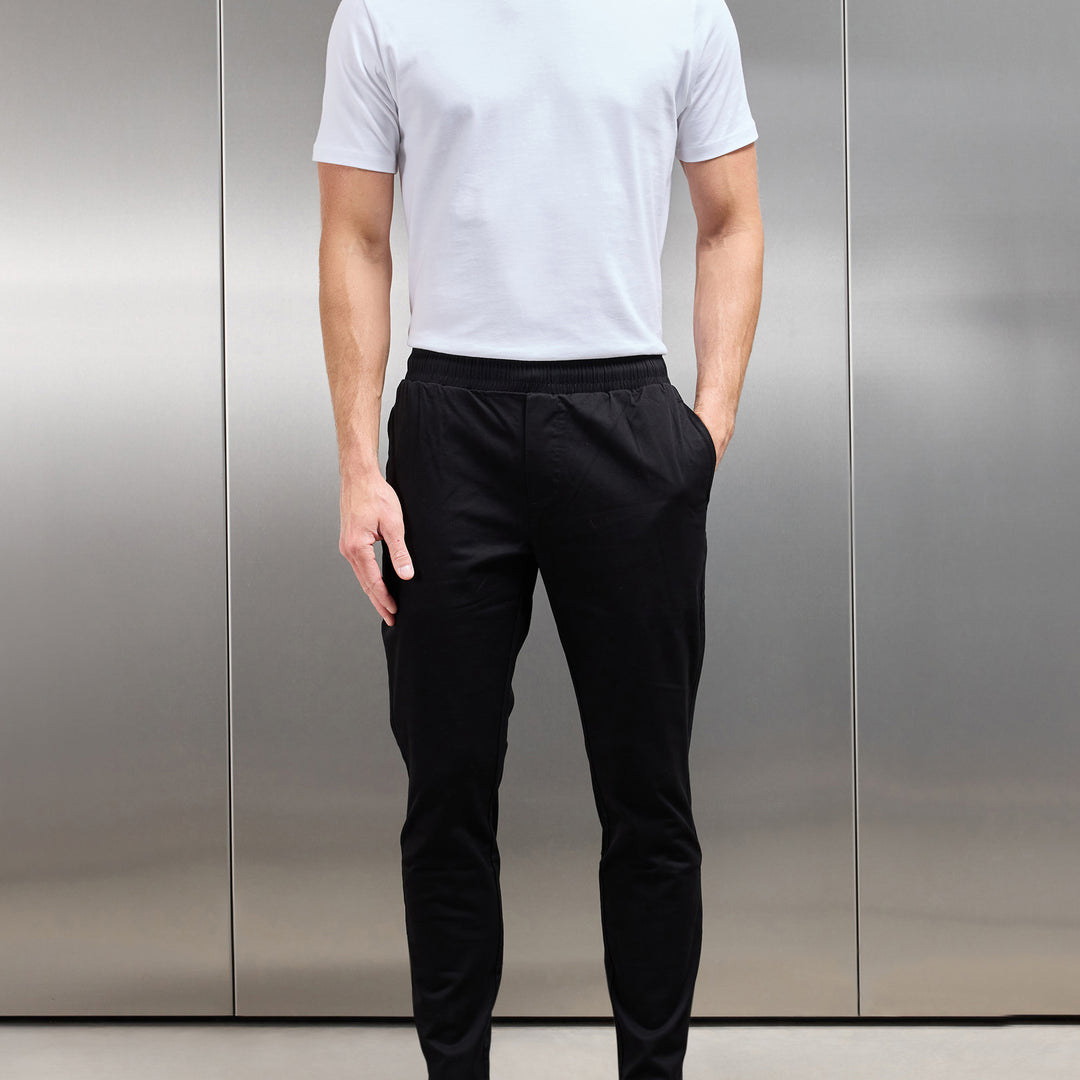 Tailored Drawstring Chino Trouser in Black