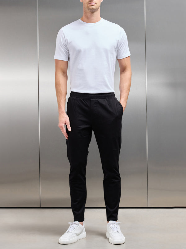 Tailored Drawstring Chino Trouser in Black