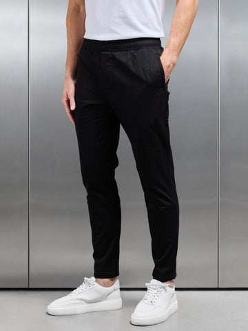 Tailored Drawstring Chino Trouser in Black
