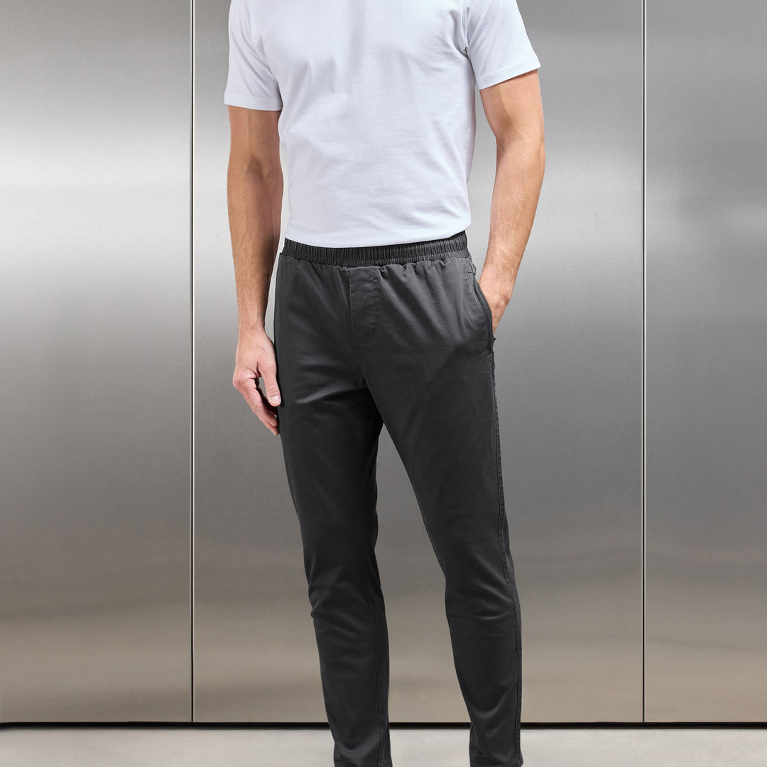 Tailored Drawstring Chino Trouser in Grey
